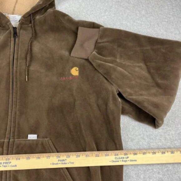 Vintage Carhartt Hoodie Jacket Mens 2XL XXL Velour Brown Rugged Fur Lined Work - Picture 5 of 8